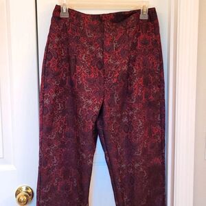 Free People Red Jacquard Pleated Dress Pants Size 4